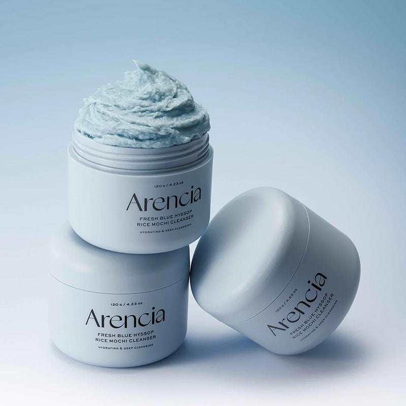 Arencia Fresh Blue Hyssop Rice Mochi Cleanser – Limpiador mochi de arroz e hisopo 120 g