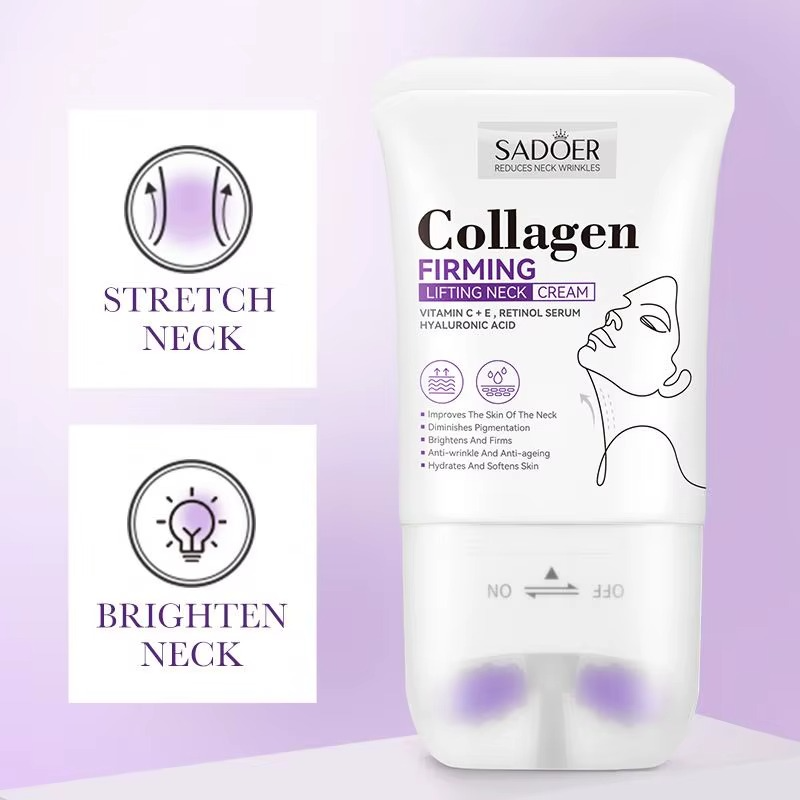 Crema para el cuello con rodillo | Crema reafirmante antiarrugas con aplicador de rodillo