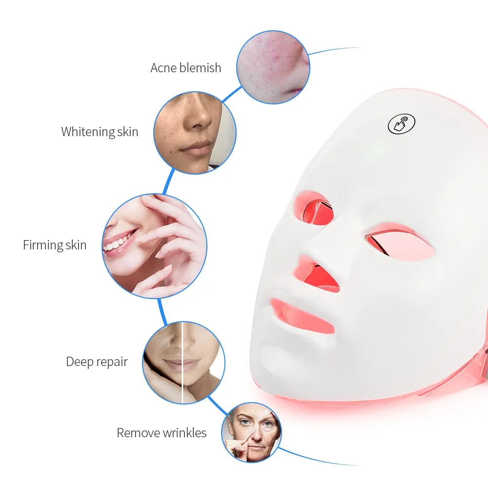 Máscara facial LED recargable | Tratamiento profesional antiedad y radiante