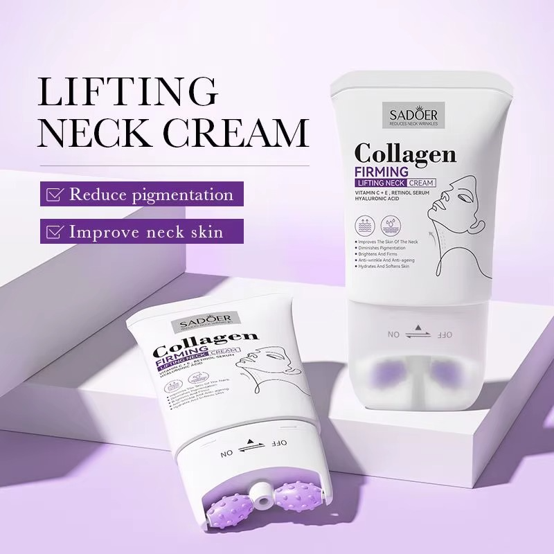 Crema para el cuello con rodillo | Crema reafirmante antiarrugas con aplicador de rodillo
