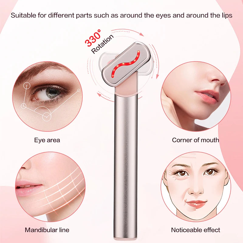 Skincare Wand EMS: Dispositivo de lifting facial y de cuello con microcorrientes y luz roja