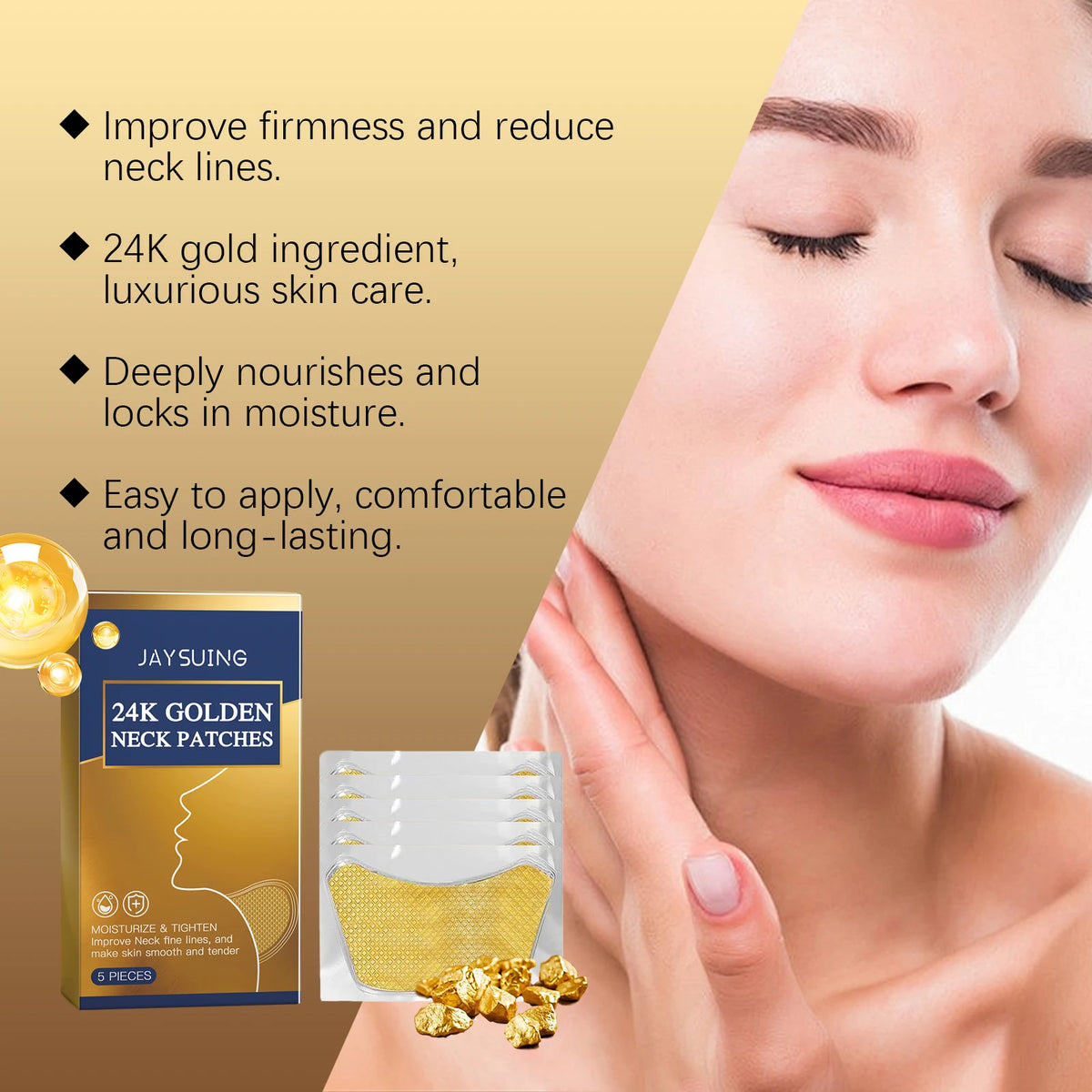 24K Gold Collagen Neck Patch | Patchs Cou Raffermissants Or et Rétinol