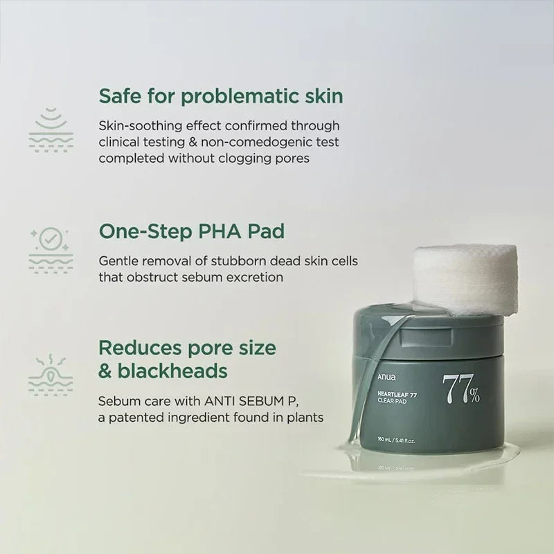Almohadillas tónicas hidratantes y exfoliantes Heartleaf 77% Clear Pad 