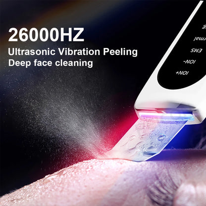 Appareil de Nettoyage Visage Ultrasonique – 5 Modes, LED Rouge & Bleue, Exfoliation et Lifting