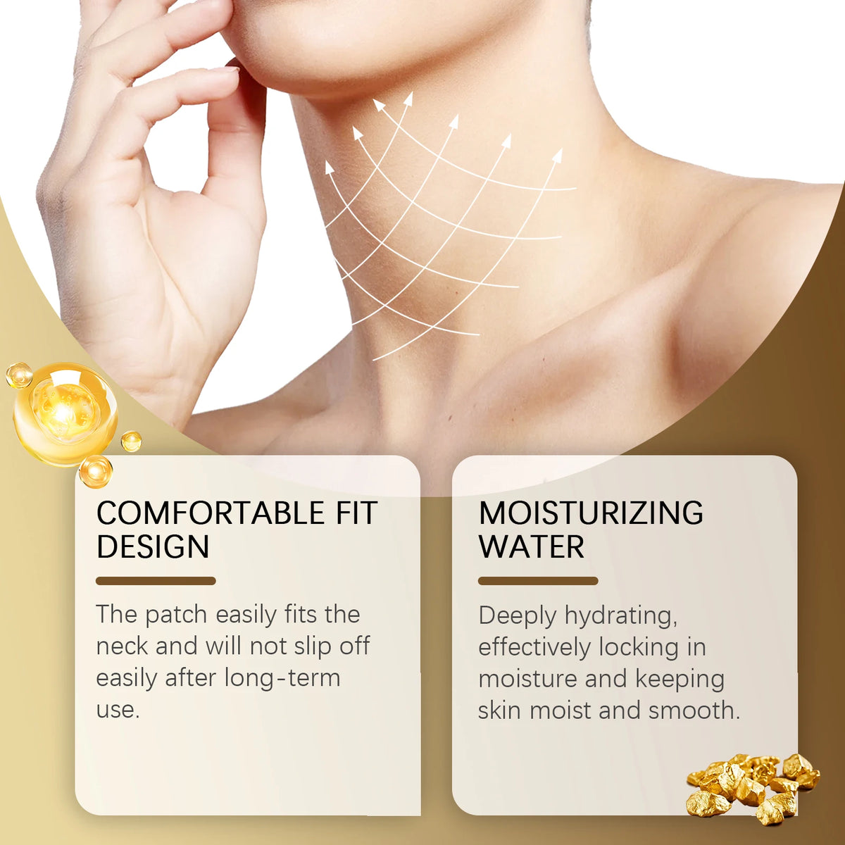 24K Gold Collagen Neck Patch | Patchs Cou Raffermissants Or et Rétinol