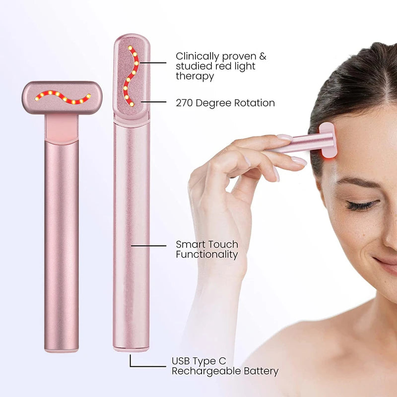 Skincare Wand EMS: Dispositivo de lifting facial y de cuello con microcorrientes y luz roja