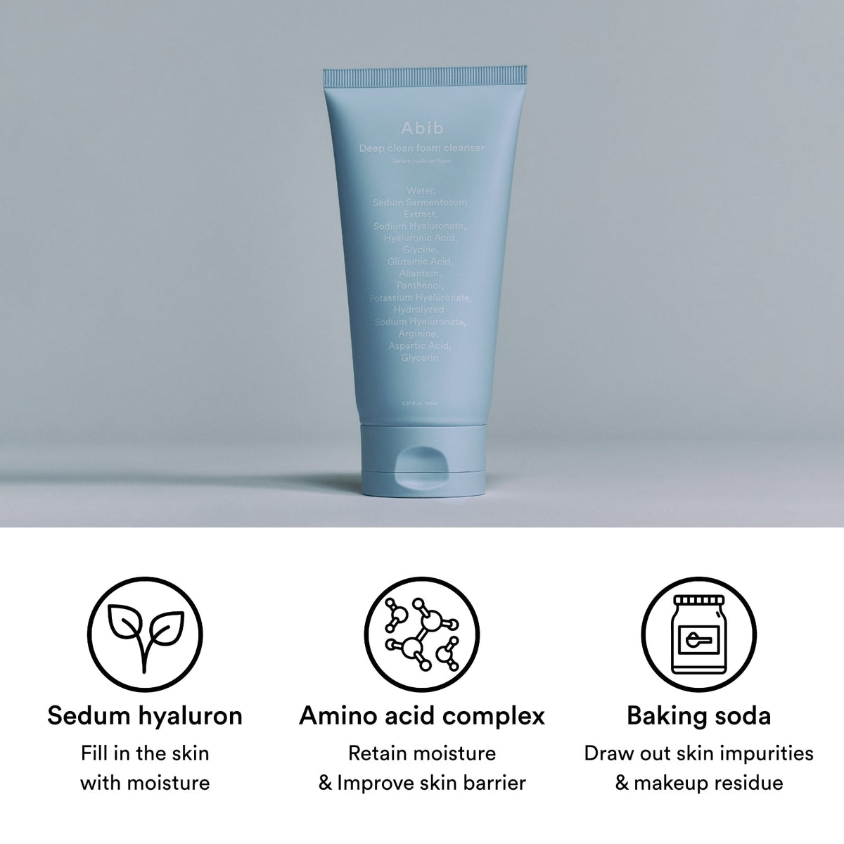 Abib Deep Clean Foam Cleanser Sedum Hyaluron Foam – Mousse nettoyante Sedum Hyaluron 150 ml