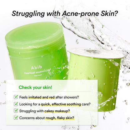 Abib Heartleaf Essence Pad Clear Touch – Pads visage au heartleaf 250 ml (70 pads)