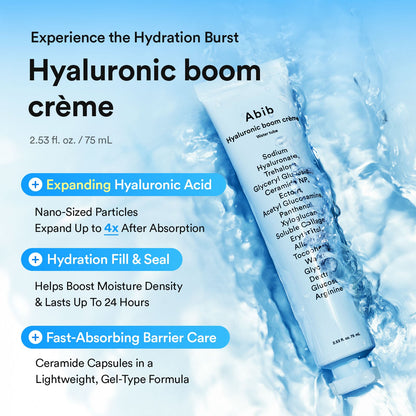 Abib Hyaluronic Boom Crème Water Tube – Gel crema hidratante con ácido hialurónico 75 ml