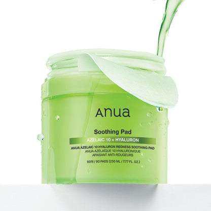 Anua Azelaic 10 Hyaluron Redness Soothing Pad – Pads visage acide azélaïque et hyaluronique 230 ml / 90 pads