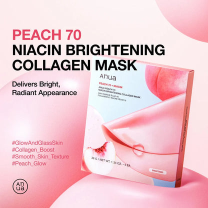 Anua Peach 70 Niacin Brightening Collagen Mask – Masques Éclat x4