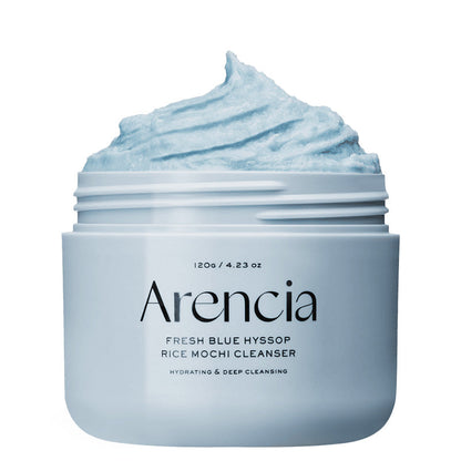 Arencia Fresh Blue Hyssop Rice Mochi Cleanser – Limpiador mochi de arroz e hisopo 120 g
