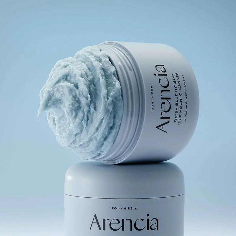 Arencia Fresh Blue Hyssop Rice Mochi Cleanser – Limpiador mochi de arroz e hisopo 120 g