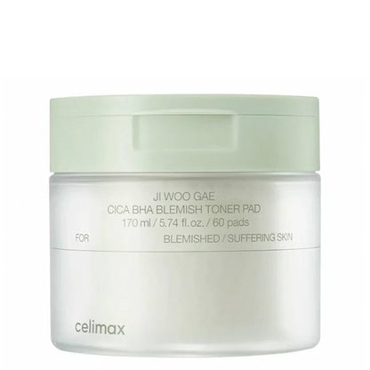 Celimax Jiwoogae Cica BHA Blemish Toner Pad – Cica BHA PHA LHA exfoliating pads 170 ml / 60 pads