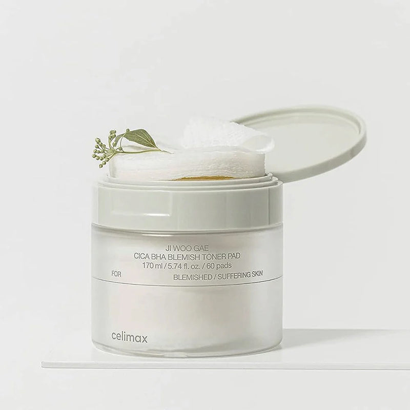Celimax Jiwoogae Cica BHA Blemish Toner Pad – Cica BHA PHA LHA exfoliating pads 170 ml / 60 pads