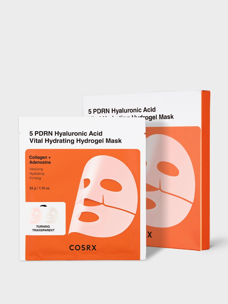 COSRX 5 PDRN Hyaluronic Acid Vital Hydrating Hydrogel Mask – Masques hydrogel PDRN 34 g / 3 EA