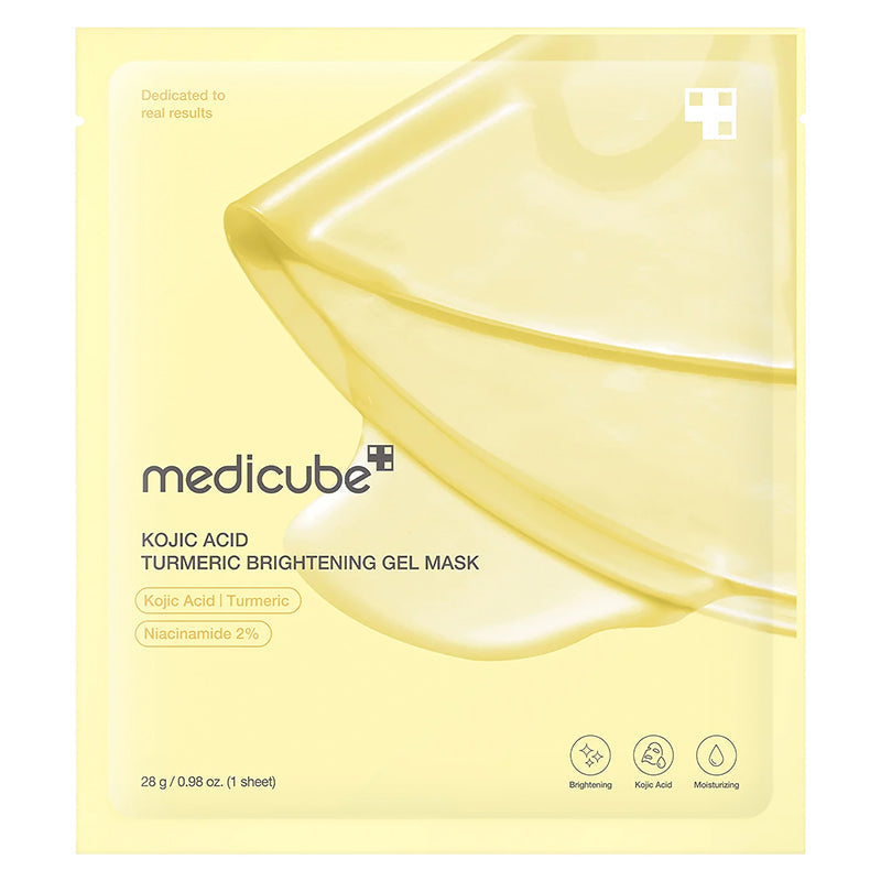 Medicube Kojic Acid Turmeric Brightening Gel Mask, 4 × 28 g — presentación del producto