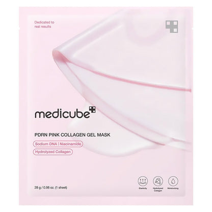 Medicube PDRN Pink Collagen Gel Mask, 4 × 28 g — présentation du produit