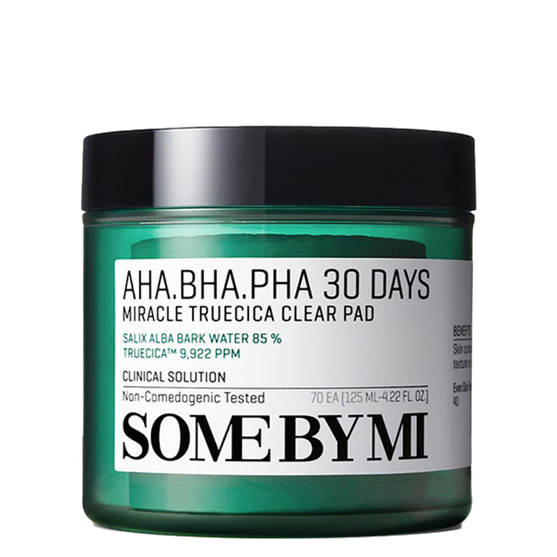 SOME BY MI AHA BHA PHA 30 Days Miracle Truecica Clear Pad – AHA BHA PHA exfoliating pads 70 pads (125ml)