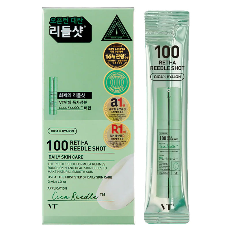 VT Cosmetics Reti-A Reedle Shot 100 Stick Pouch – Soin visage en sachets 10 × 2 ml